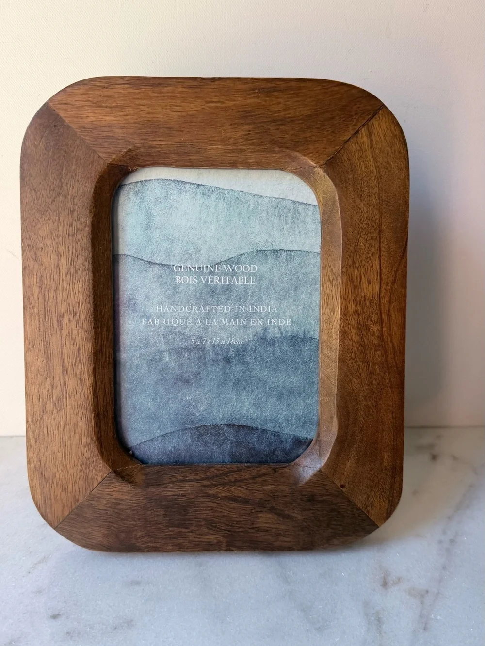 Handcrafted Solid Wood Photo Frame - Brown 5”x7” rustic wooden frame
